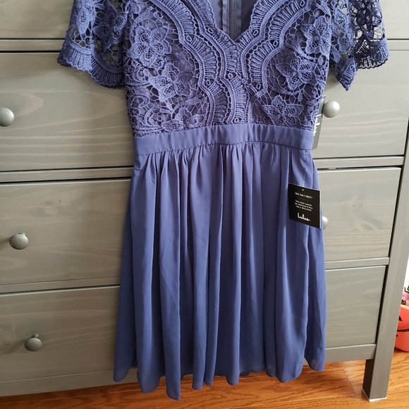 Lulu's Angel in Disguise Lace Skater Dress - Navy - Picture 4 of 4